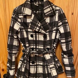 Black & White Pea Coat Jacket